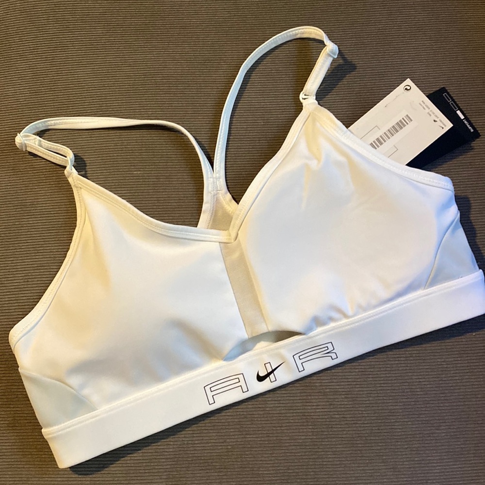 White M Nike sports bra